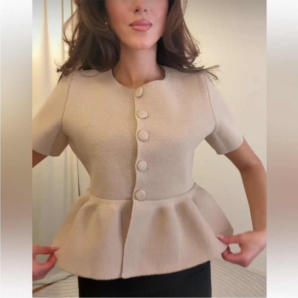 ZARA NWT Peplum Short Sleeve Cardigan